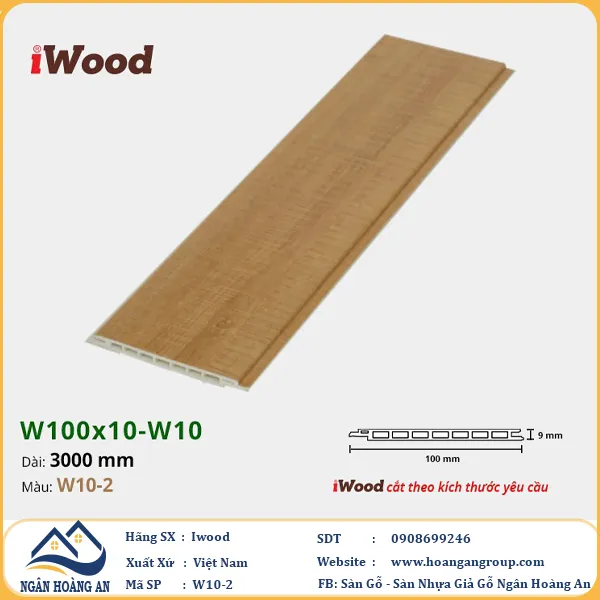 Tấm Nano Hèm V Giả Gỗ Ốp Tường Ốp Trần Iwood W10